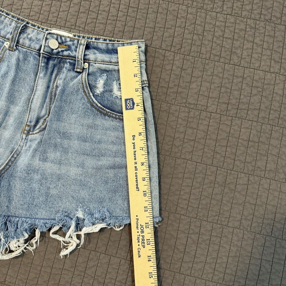 Princess Polly Denim Shorts Women 4 Blue Distressed Raw Hem Casual Summer Jorts - Picture 12 of 12